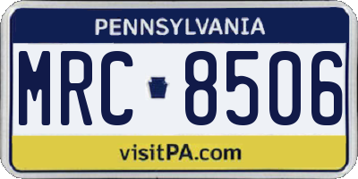 PA license plate MRC8506
