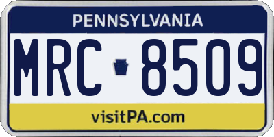PA license plate MRC8509