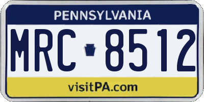 PA license plate MRC8512