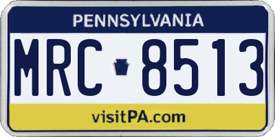 PA license plate MRC8513