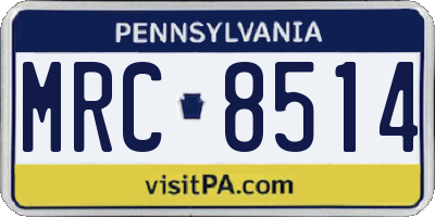 PA license plate MRC8514