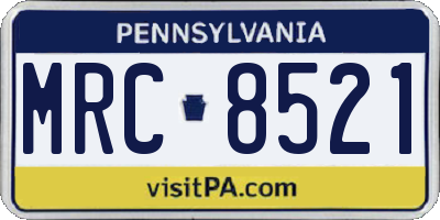 PA license plate MRC8521