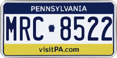 PA license plate MRC8522