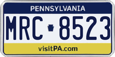 PA license plate MRC8523