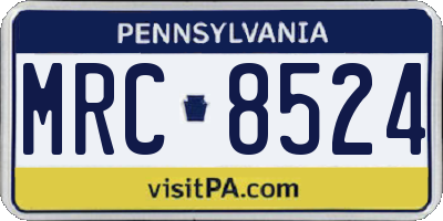 PA license plate MRC8524