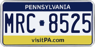 PA license plate MRC8525