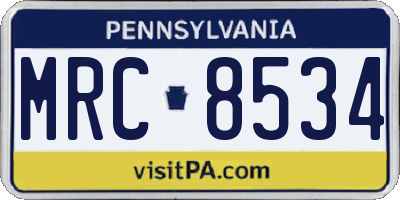 PA license plate MRC8534