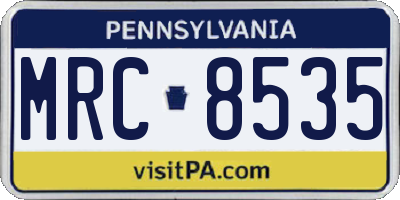PA license plate MRC8535