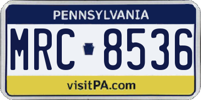 PA license plate MRC8536