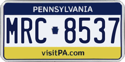 PA license plate MRC8537
