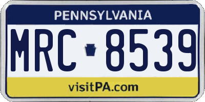 PA license plate MRC8539