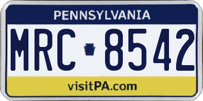 PA license plate MRC8542