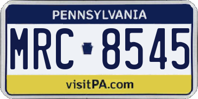 PA license plate MRC8545
