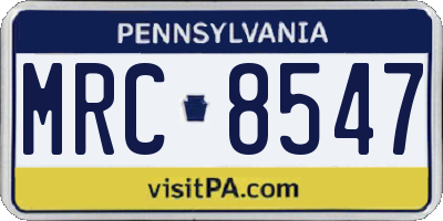 PA license plate MRC8547