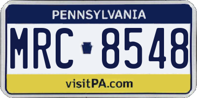 PA license plate MRC8548