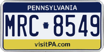 PA license plate MRC8549