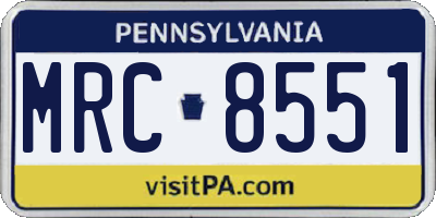 PA license plate MRC8551