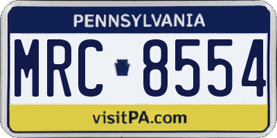 PA license plate MRC8554