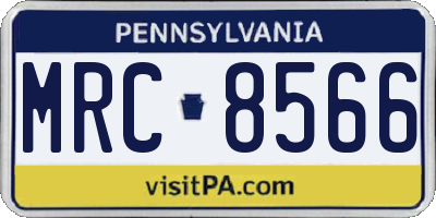 PA license plate MRC8566