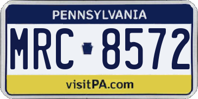 PA license plate MRC8572