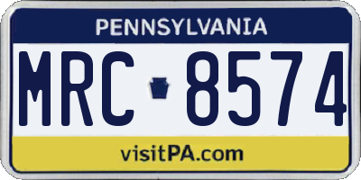 PA license plate MRC8574
