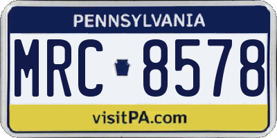 PA license plate MRC8578