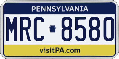 PA license plate MRC8580