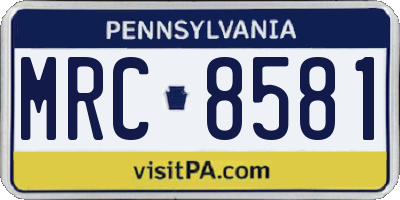 PA license plate MRC8581