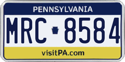 PA license plate MRC8584
