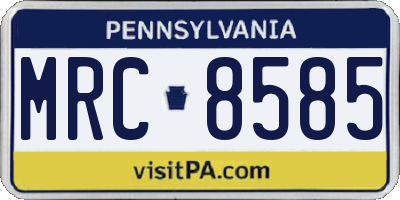 PA license plate MRC8585