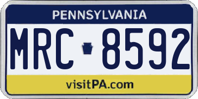 PA license plate MRC8592