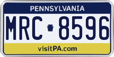 PA license plate MRC8596