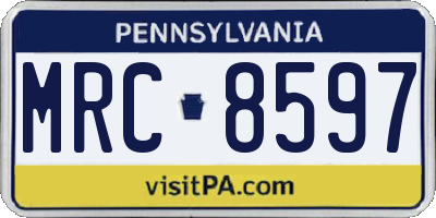 PA license plate MRC8597