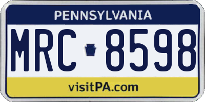 PA license plate MRC8598