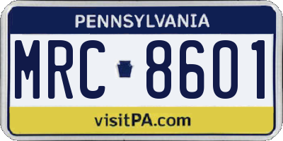 PA license plate MRC8601