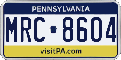 PA license plate MRC8604
