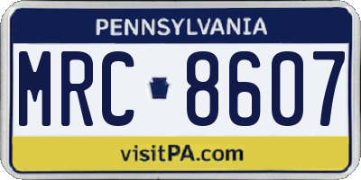 PA license plate MRC8607