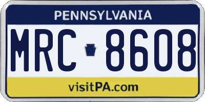 PA license plate MRC8608