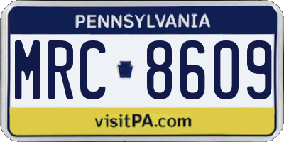 PA license plate MRC8609