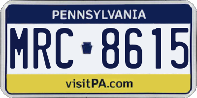 PA license plate MRC8615