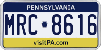 PA license plate MRC8616
