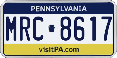 PA license plate MRC8617