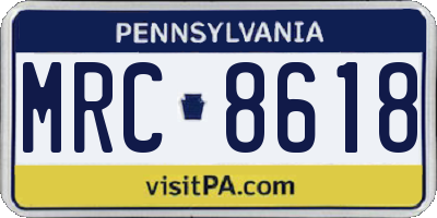 PA license plate MRC8618