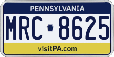 PA license plate MRC8625