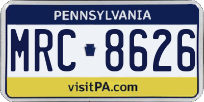PA license plate MRC8626