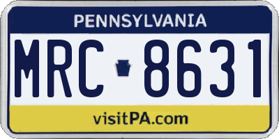 PA license plate MRC8631