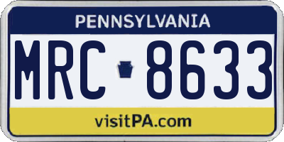 PA license plate MRC8633