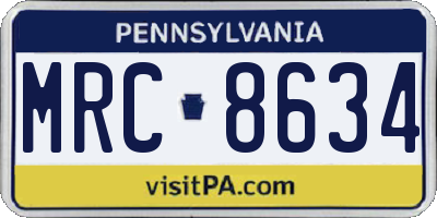 PA license plate MRC8634