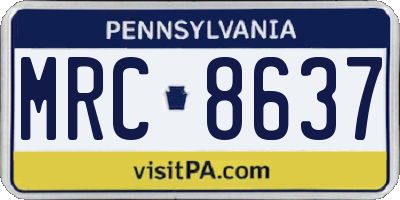 PA license plate MRC8637