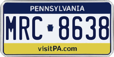 PA license plate MRC8638